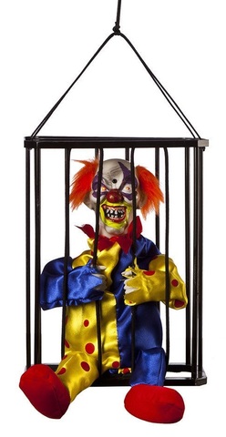 Ужасы Клоун в клетке Анимированная игрушка — Animated Caged Clown Halloween Decor