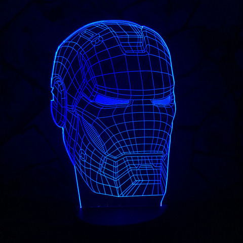 3D светильник с пультом Железный человек Шлем
