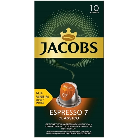 купить Кофе в капсулах Jacobs Espresso #7 Classico, 10 капсул для кофемашин Nespresso (Якобс)