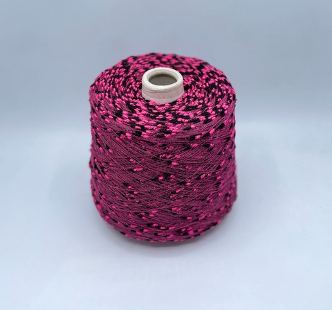 Бобинная пряжа (пр.Италия) art-Nodino 750м/100гр, 70% Полиамид, 30% Вискоза цвет-Ярко-розовый+черный, арт.33734