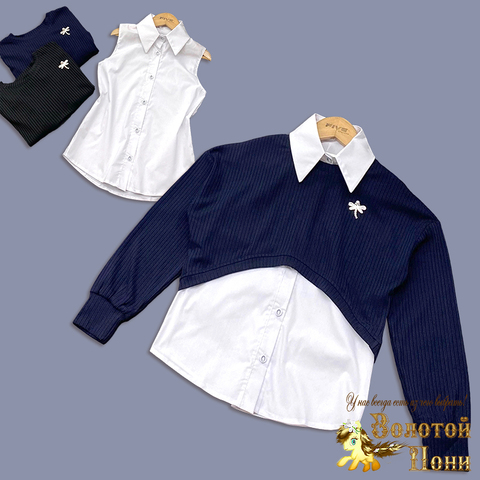 Блуза-двойка школьная д (8-12) 250503-F1099