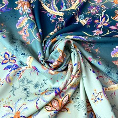 шелк с мелкими цветами купон