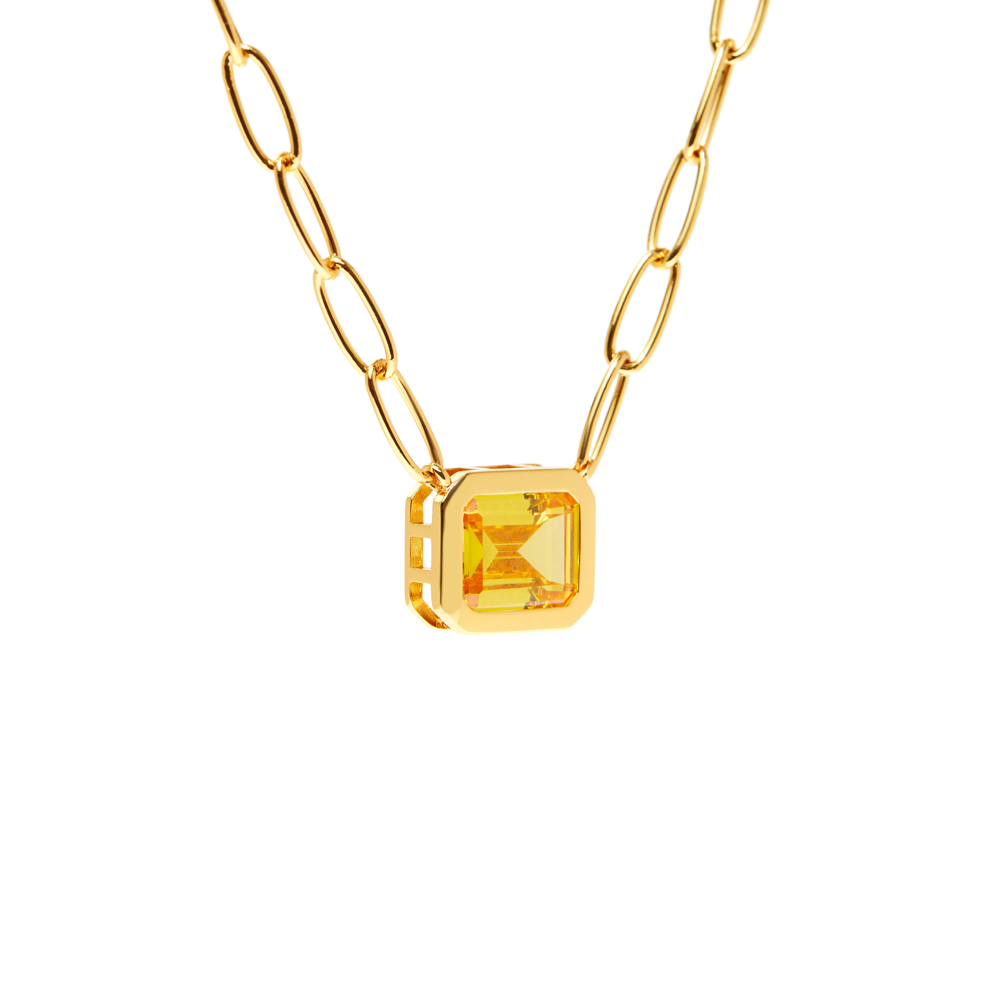 Колье Piped Edge Squere Crystal Necklace - Champagne