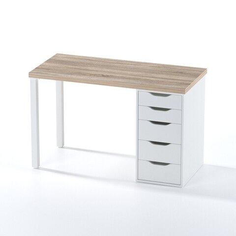 Стол письменный Ингар 1/5Т, 120*75*55 см, дуб беленый/белый