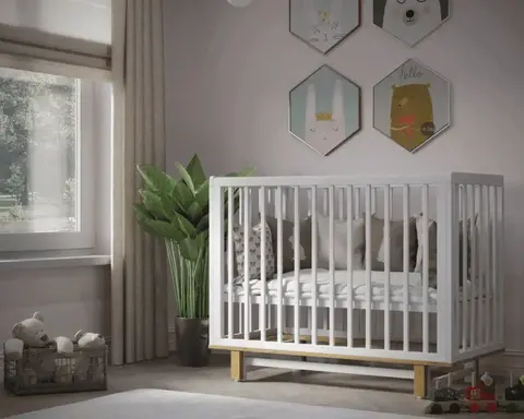 Кроватка для новорождённых Incanto PAPI NEW с продольным маятником (в т.ч. приставная) с автоспинкой цвет белый/бук