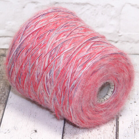 Смотка с бэби сури альпакой и кидмохером 250 розовый с серебром