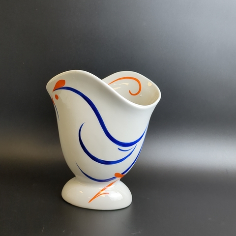 Фарфоровая ваза для салфеток "Курица", Вербилки (Дмитровский ФЗ), роспись, винтаж времен СССР 1954-1965 гг (99)