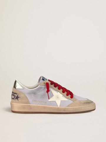 Ball Star in lilac suede with a white leather star and silver heel tab