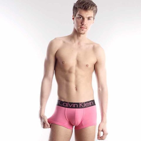 Мужские трусы боксеры розовые с черной резинкой Calvin Klein Steel Black Waistband Pink