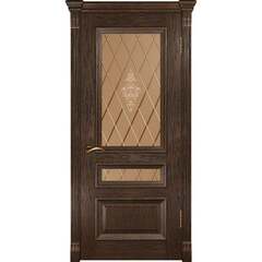 Купить Межкомнатная дверь шпон Luxor Фараон 2 дуб морёный остеклённая