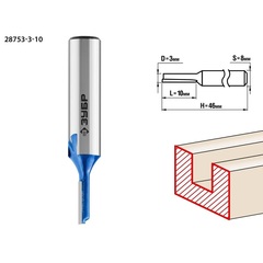 ЗУБР 3 x 10 мм, хвостовик 8 мм, фреза пазовая прямая, Профессионал (28753-3-10)