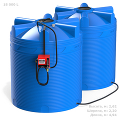 Мини АЗС Cube V 18 000 комплектация: топливозаправочная колонка Cube 56/33, два бака по 9000л, крепеж и соединия Полимер-Групп PIUSI 18000 л. вертикальная (4941x2200x2620см;) - арт.559164
