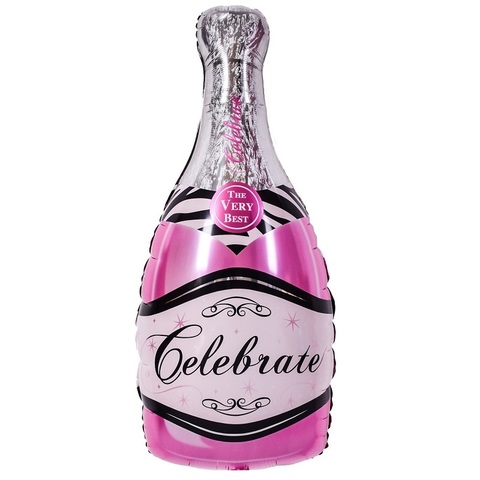 Воздушный шар с гелием Бутылка шампанского, розовая