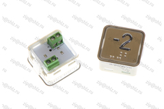 Кнопка (кнопочный модуль) KA302-S-R "-2 этаж", квадратная, статическая красная подсветка, Брайль