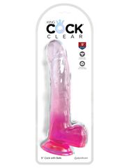 Розовый фаллоимитатор с мошонкой на присоске 9’’ Cock with Balls - 24,8 см. - 