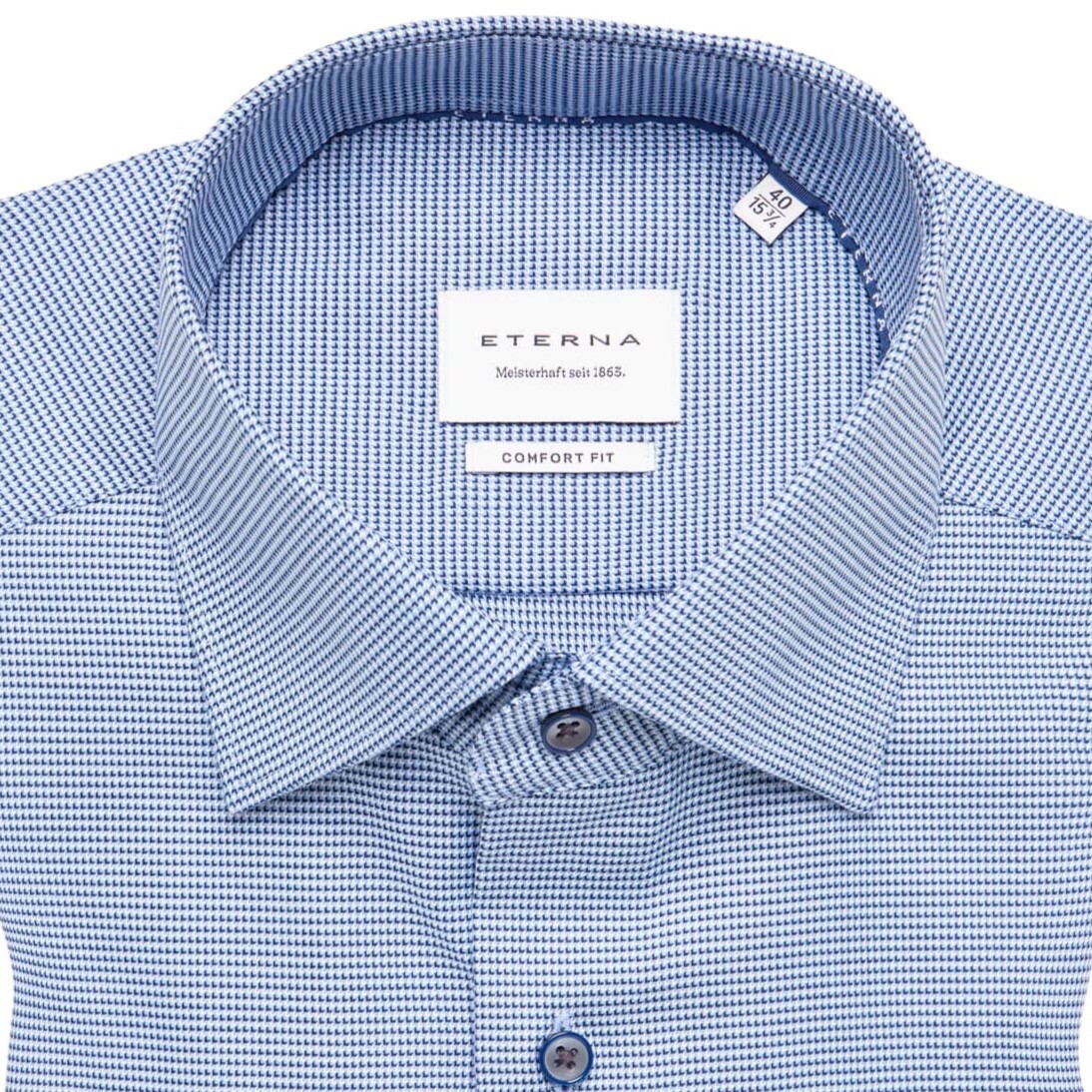 Сорочка мужская Eterna Comfort Fit 4158-E19K-14 из фактурной ткани в синей гамме