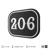Номерок на дверь квартиры 206, для кабинета, офиса, шильдик 9 х 7 см, черный, Айдентика Технолоджи