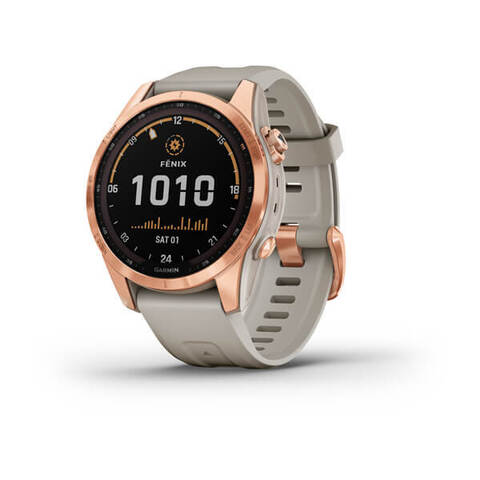 Garmin fenix 7s Solar - Rose Gold with Light Sand Band