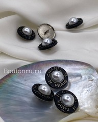 Пуговицы Шан. черные с жемчугом (скидка)