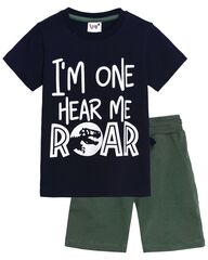 Комплект для мальчика (футболка-шорты)  4290  т.синий/хаки