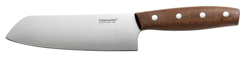 Нож кухонный Fiskars Norr (1016474) стальной сантоку лезв.160мм прямая заточка коричневый