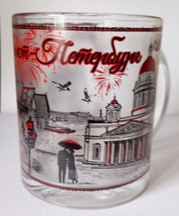 Кружка 300 мл стекло с видами Петербурга.