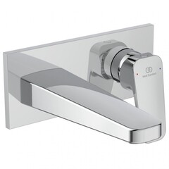 Ideal Standart BD244AA CERAPLAN Настенный смеситель для умывальника, для монтажа со встраиваемым комплектом A1313NU (заказывается дополнительно), литой излив 180 мм, металлическая накладка, аэратор с ограничением потока 5 л/мин, картридж FirmaFlow 28 фото