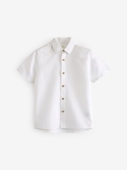 Рубашка с коротким рукавом льнная для мальчика Next 477-483, Белый