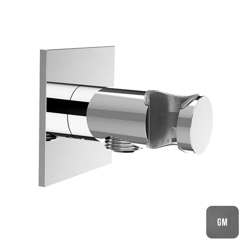 Almar Round E095039.GM Вывод для душевого шланга с держателем, цвет: Gun Metal Brushed PVD