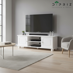 Тумба под телевизор из сосны Хаба 2 двери, 115х29х40, белая