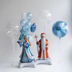 Сет гелиевых шаров Зимняя сказка с Дедом Морозом и Снегурочкой