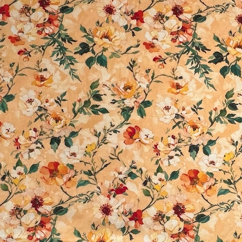 ВОЗДУШНЫЕ РОЗЫ НА ПЕРСИКОВОМ - 100% хлопок