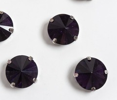 Стразы пришивные стекло в оправе, d 16 мм, т.сиреневый