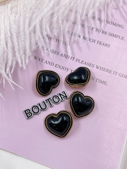Пуговицы Сердце черные золото