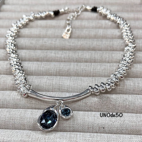 Колье UNO de 50 с двумя подвесками с цветными вставками