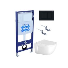 Aquatek SET Aquatek ДИВА-012 4в1 SET Aquatek ДИВА-012 4в1 (рама Aquatek Standard INS-0000012+ кркпеж KKI-0000002+клавиша KDI-0000012+унитаз ДИВА AQ2012-00 с тонким сиденьем soft-close фото