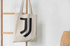 Сумка-шоппер с принтом FC Juventus (ФК Ювентус) бежевая 007