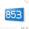 Номер на дверь 853, табличка на дверь для офиса, квартиры, кабинета, аудитории, склада, голубая 120х70 мм, Айдентика Технолоджи