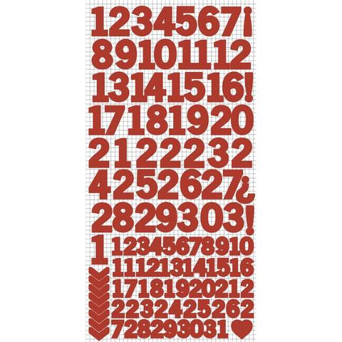 Стикеры с цифрами 15*30см -Kaisercraft Number Stickers - Red