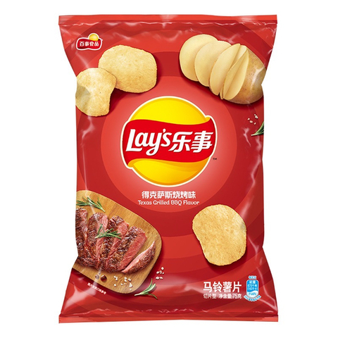 Чипсы Lay's Texas grilled BBQ  Китай 70 гр