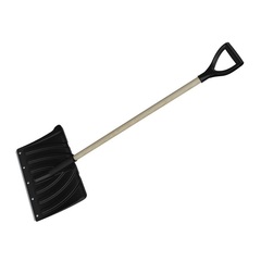 69-0-412 Лопата снегоуб., пластм., с накл, дер. черенок, с V-образной рук., 