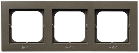 Рамка на 3 поста для выключатель IP-44. Цвет Шоколадный металлик. Ospel. Sonata. RH-3R/40