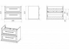 Тумба MISTY Винтаж - 70 подвесная с 2 ящ. дуб c умывальником