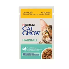 Влажный корм Cat Chow HairBall Control для вывод комков шерсти, с курицей и фасолью, 85 г