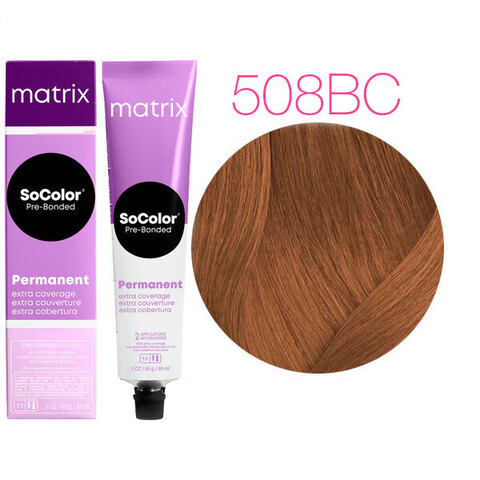 Matrix Socolor Pre-Bonded 508BC (Светлый блондин коричнево-медный) - Крем-краска для седых волос