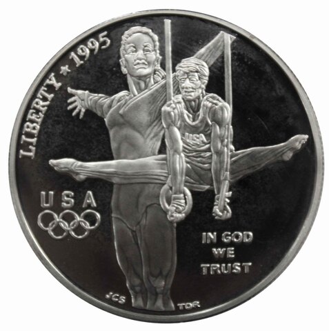1 доллар. XXVI Летние Олимпийские Игры. Гимнастика. (Р) США. 1995 год. PROOF