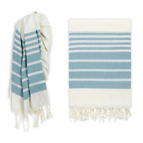 Пештемаль 90x180 Hamam Fula natura/agua натуральный/бирюза