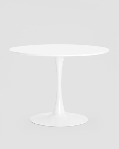 Стол Tulip D100 белый, для кухни столовой гостиной дома 75см. 100см. металл МДФ