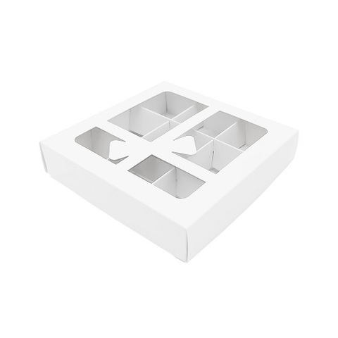 Коробка для 9-ти конфет, белый, 145х145х30см, 1шт