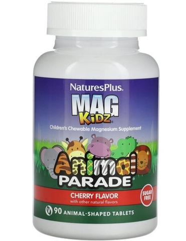 Nature's Plus, Animal Parade, MagKidz, магний для детей, вишневый вкус, 90 таблеток в форме животных